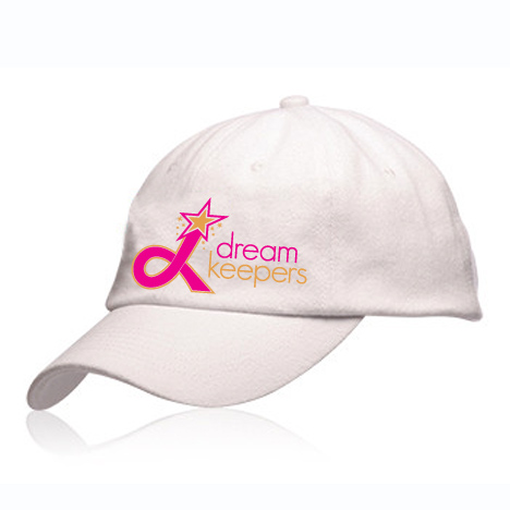 White Dream Keepers hat with our logo on the front side